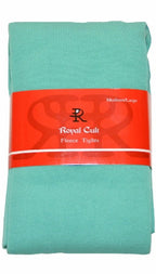Teal fleece tights with a red 'Royal Cult' label on a white background